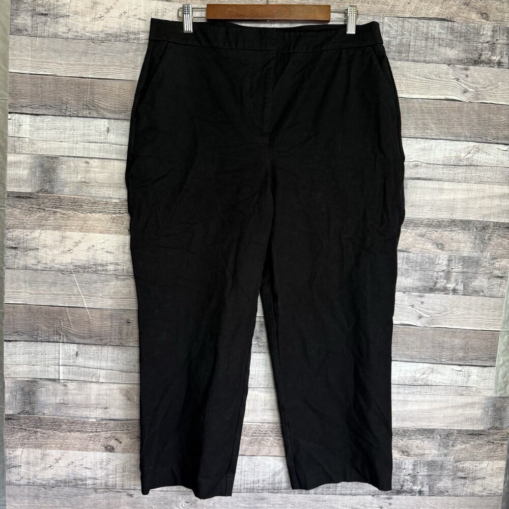 Boden Women's Black Capri Crop Chino Ankle Pants Flat Front Straight Leg 12P
